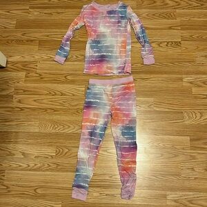 Little sleepies pink and purple tie dye long sleeve pajama set